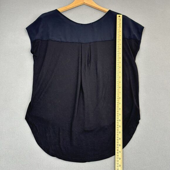Philosophy Silky Black Top Blouse Cap Dolman Sleeve Scoop Neck Hi-Lo Staple Med - Picture 6 of 8